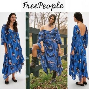 Free People Morning Glory Foral Maxi Dress in Blue sz S 168$